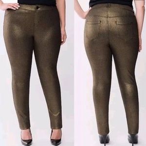 Lane Bryant Black Pants Jeggings with Gold Shimmer